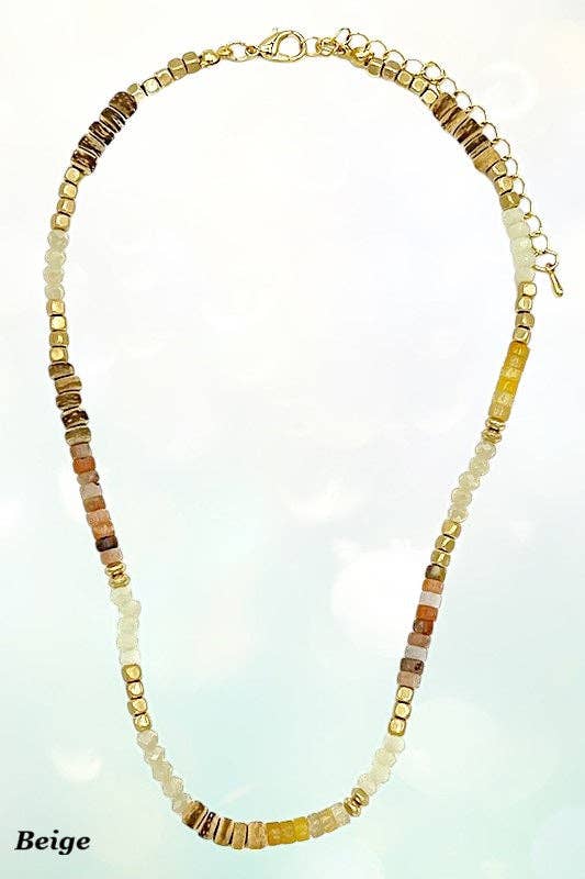 Natural Bead Stone Necklace , Approx Length: 12" beautiful layered beads with a touch of simplicity with a tasteful touch of whimsy. beige tones