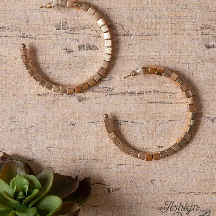 BLAME IT ON MY ROOTS  SQUARE BEADED HOOPS