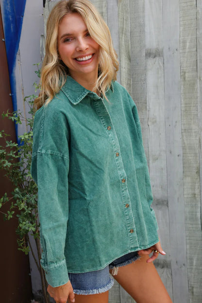 Green Ribbed Shacket - With Purpose Boutique
