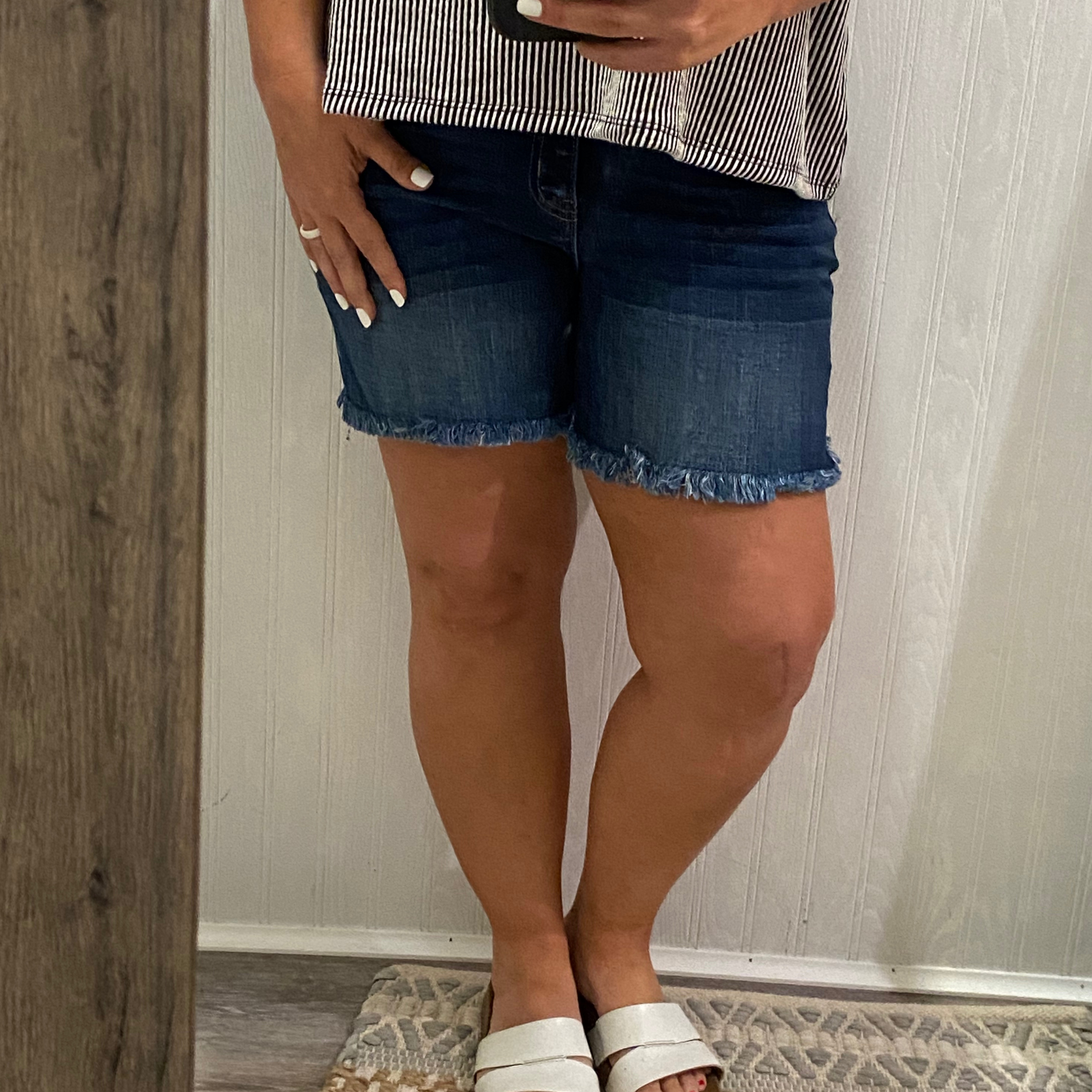 Distressed frayed denim shorts - With Purpose Boutique
