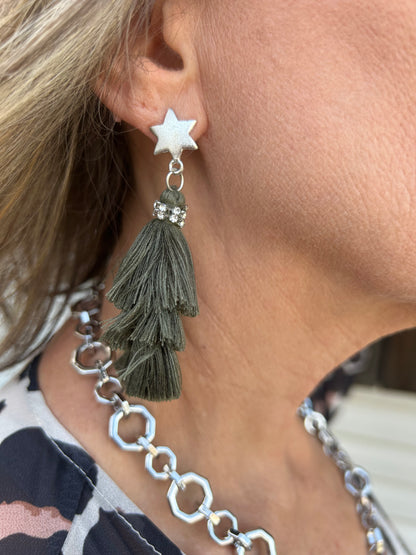 Tassel and rhinestone earrings