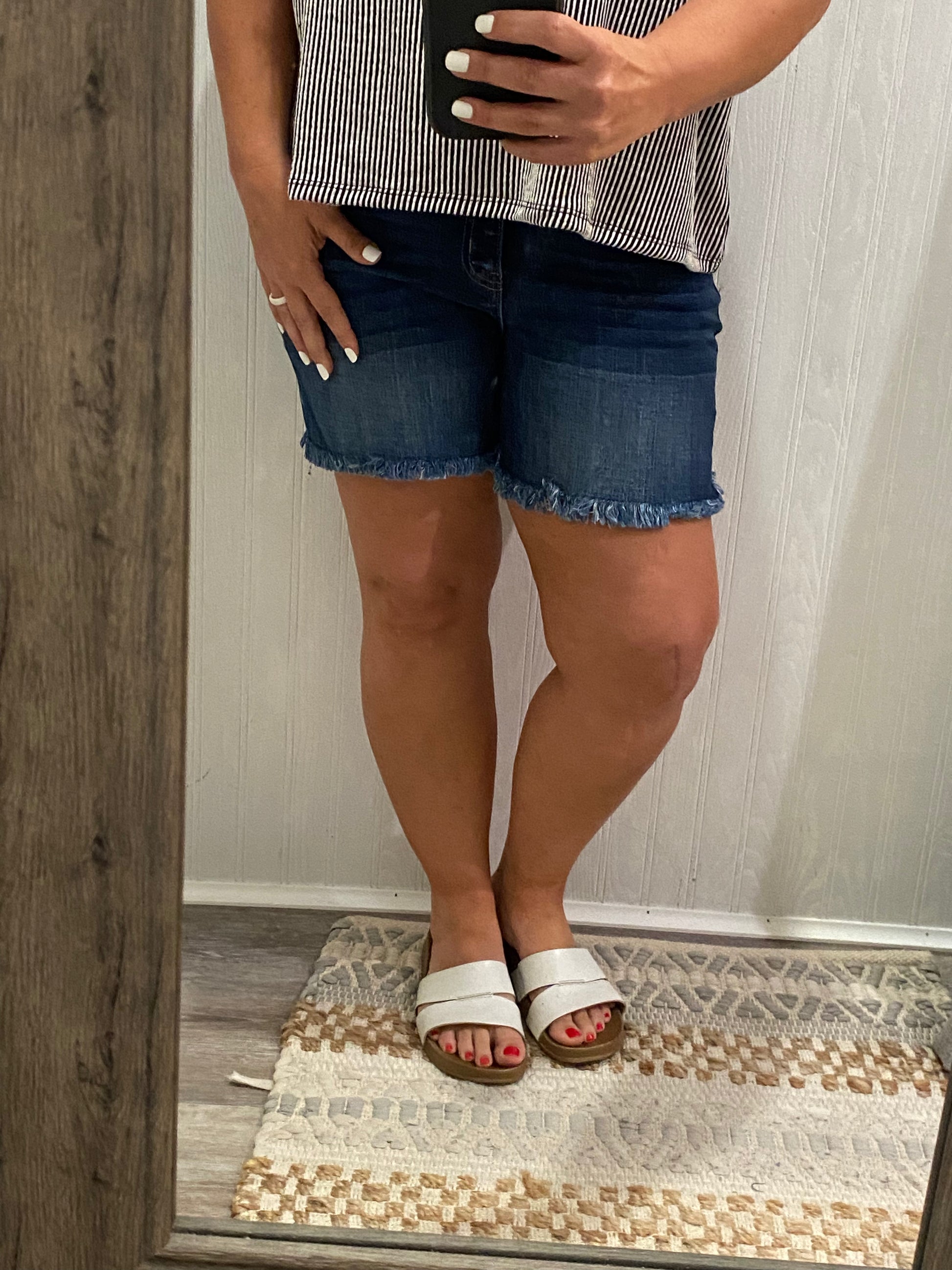 Distressed frayed denim shorts - With Purpose Boutique