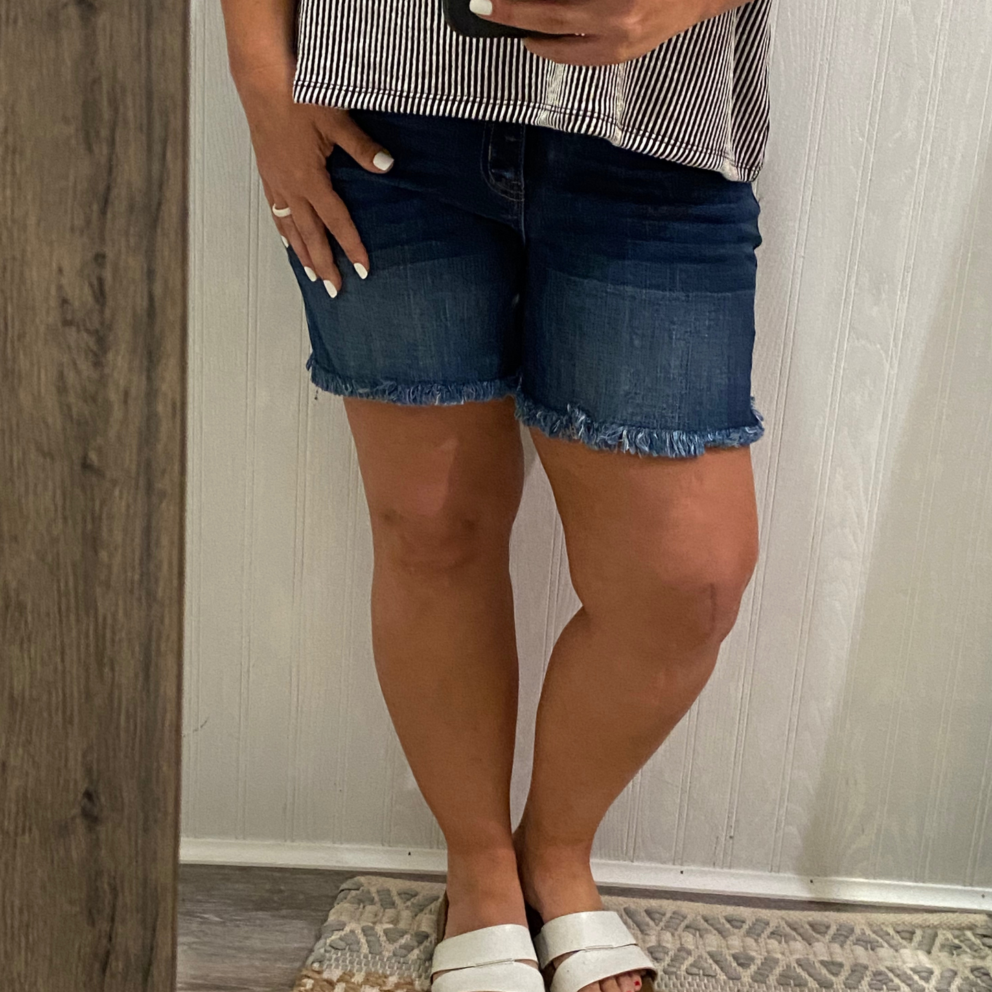 Distressed frayed denim shorts - With Purpose Boutique