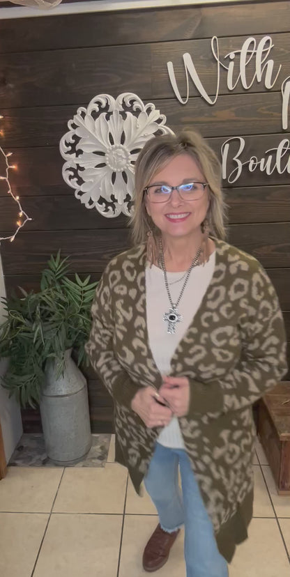 Olive & Taupe Animal Print Cardigan