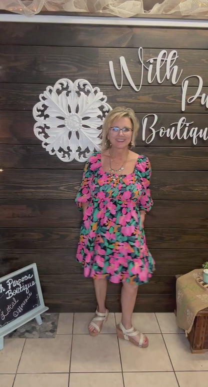 Smocked Button Babydoll Dress