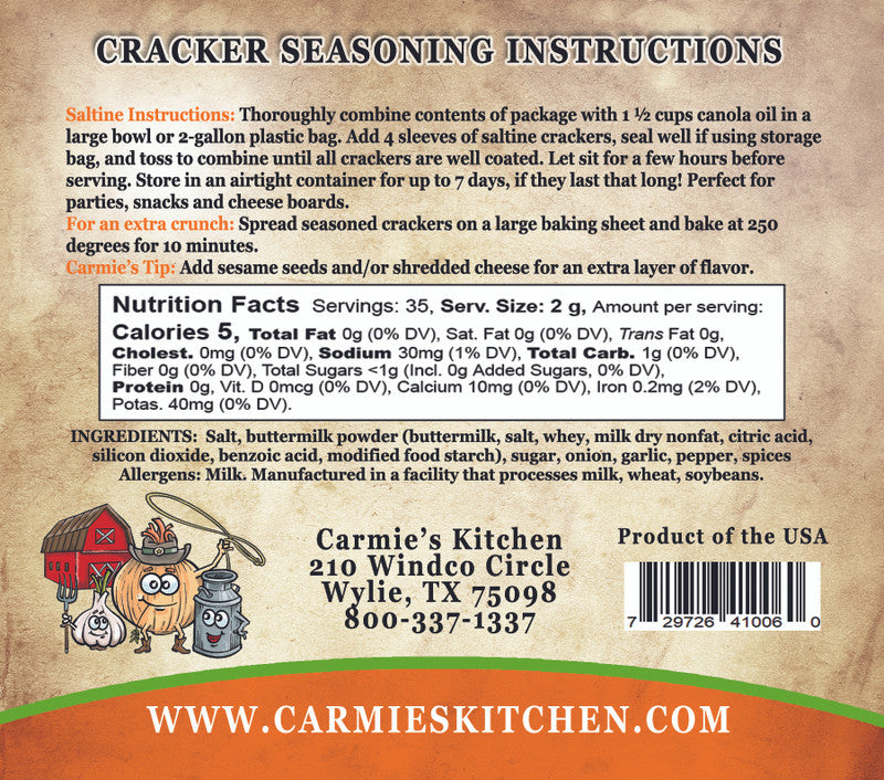 Carmie's Kitchen Buttermilk Ranch Cracker Mix