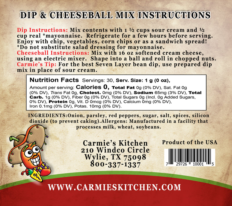 Carmie's Kitchen Manana Mexican Dip and Cheeseball Mix