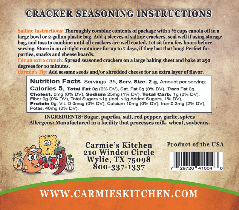 Carmie's Kitchen Sweet and Spicy Cracker Seasoning Mix