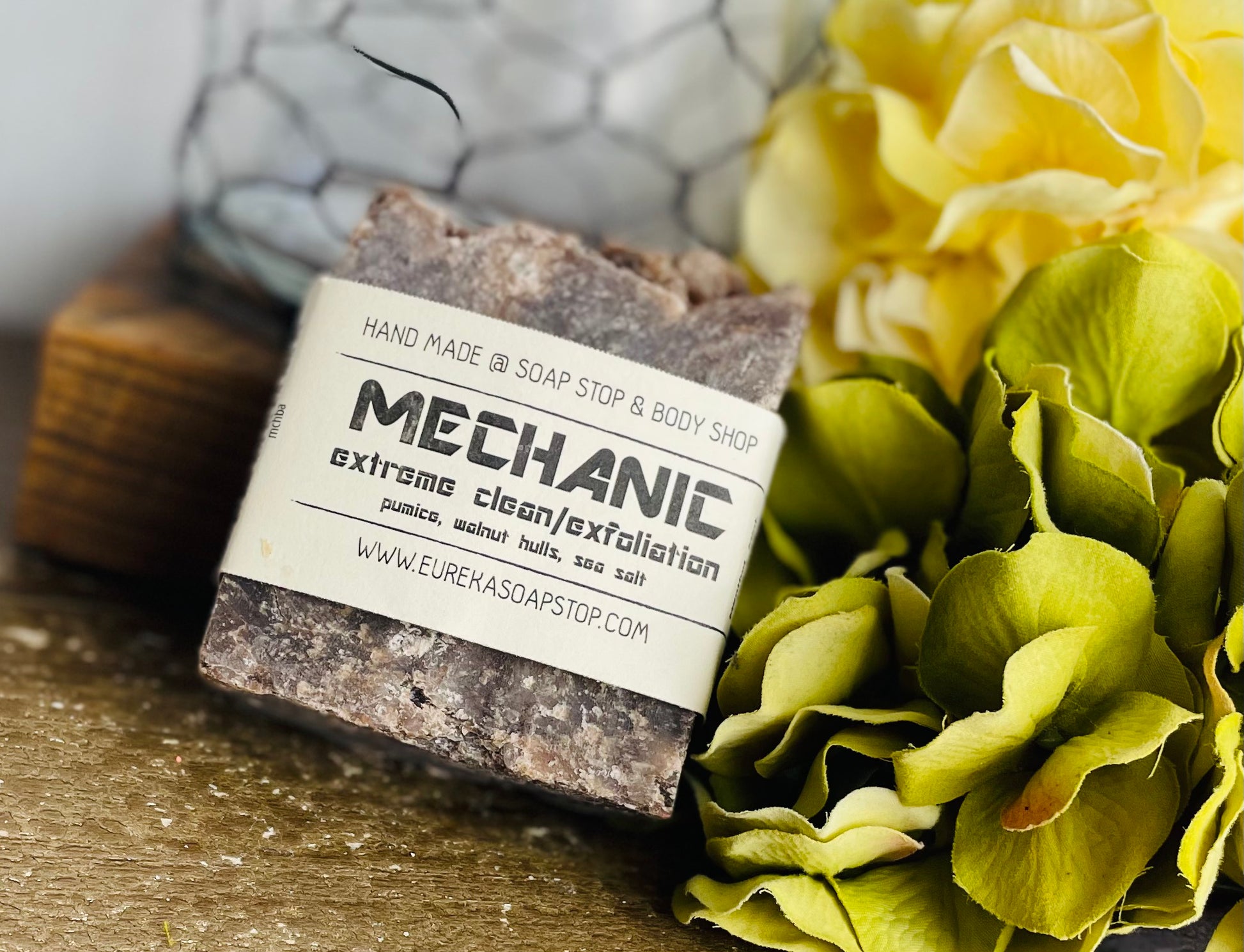 hot processed, hand poured soap, pumice