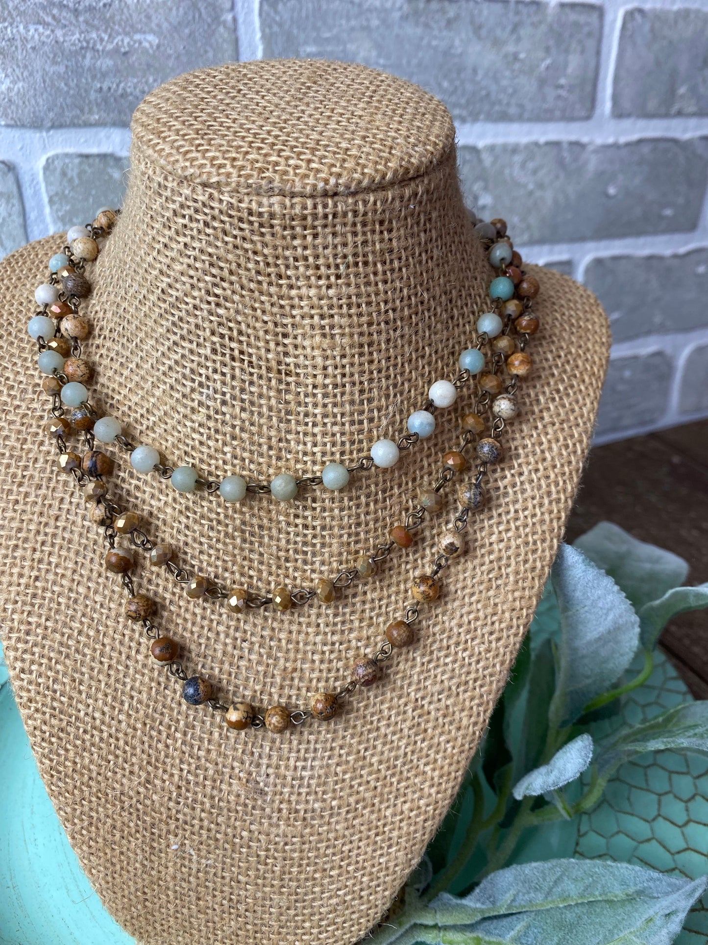Multi strand stone bead necklace